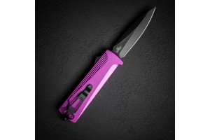 НоНож автоматический  Daggerr Кощей Spear Point BW, сталь D2, рукоять алюминий фиолетовый