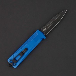 Нож автоматический  Daggerr Кощей Spear Point BW, сталь D2, рукоять алюминий синий
