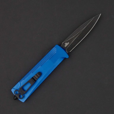Нож автоматический Daggerr Кощей Spear Point BW, сталь D2, рукоять алюминий синий Нож автоматический Daggerr Кощей Spear Point BW, сталь D2, рукоять алюминий синий